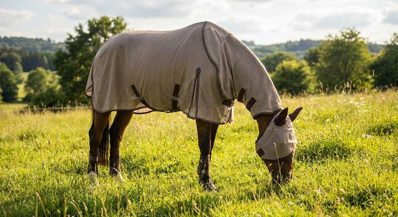 Fliegendecke und Maske für Pferde