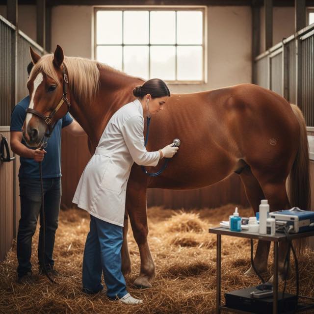 Tierarzt untersucht Pferd auf Kolik