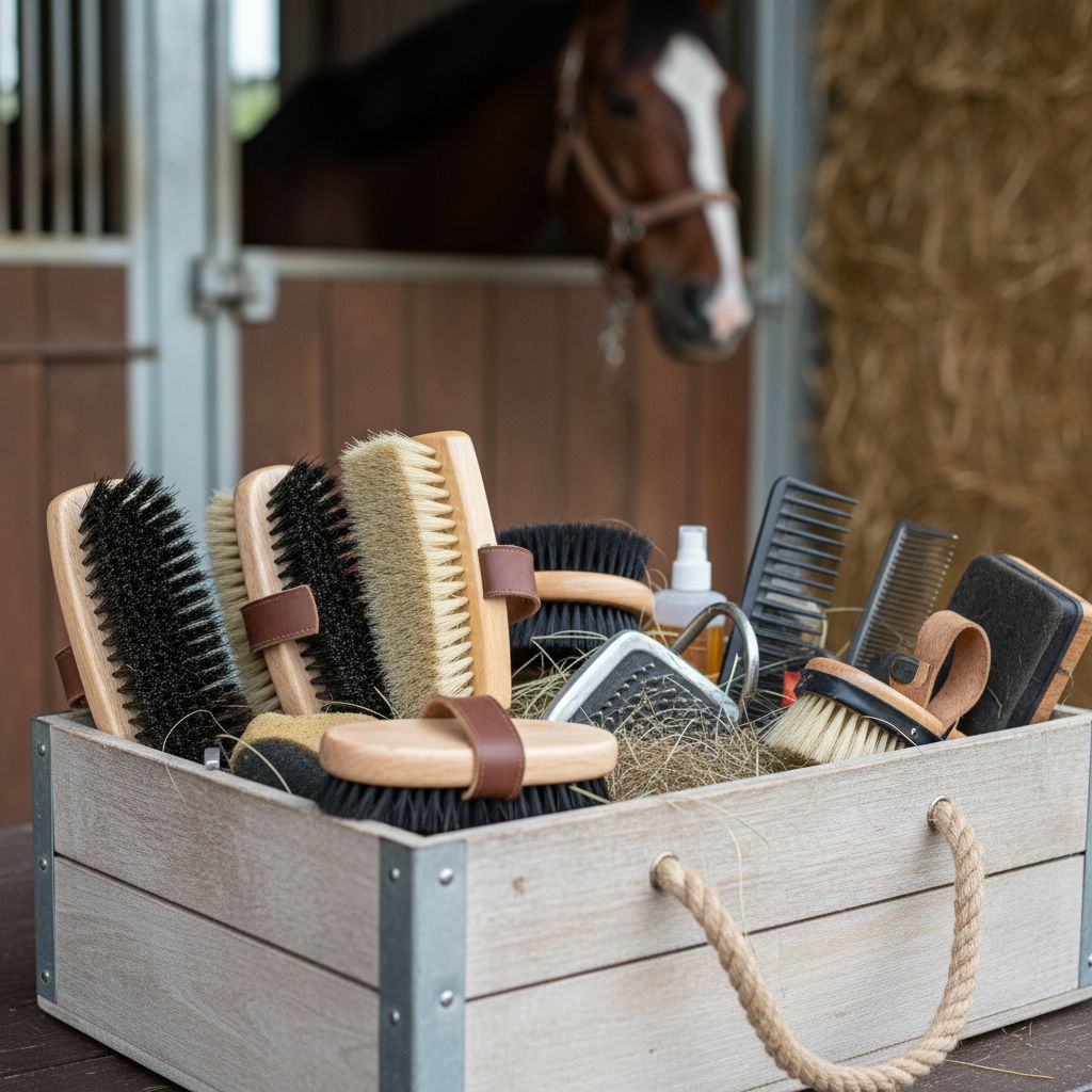 Putzkiste Pferd Bürsten Pflegeutensilien