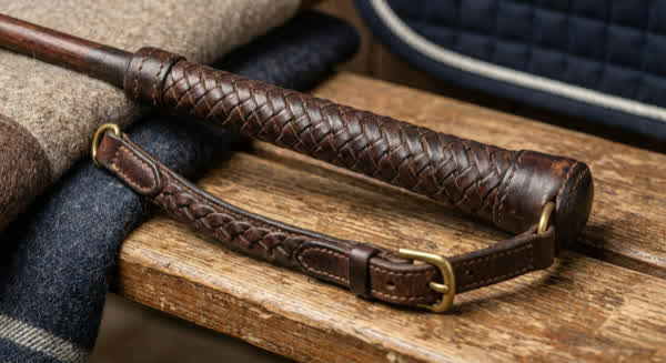 Reitgerte Detail – hochwertiger Ledergriff und Verarbeitung